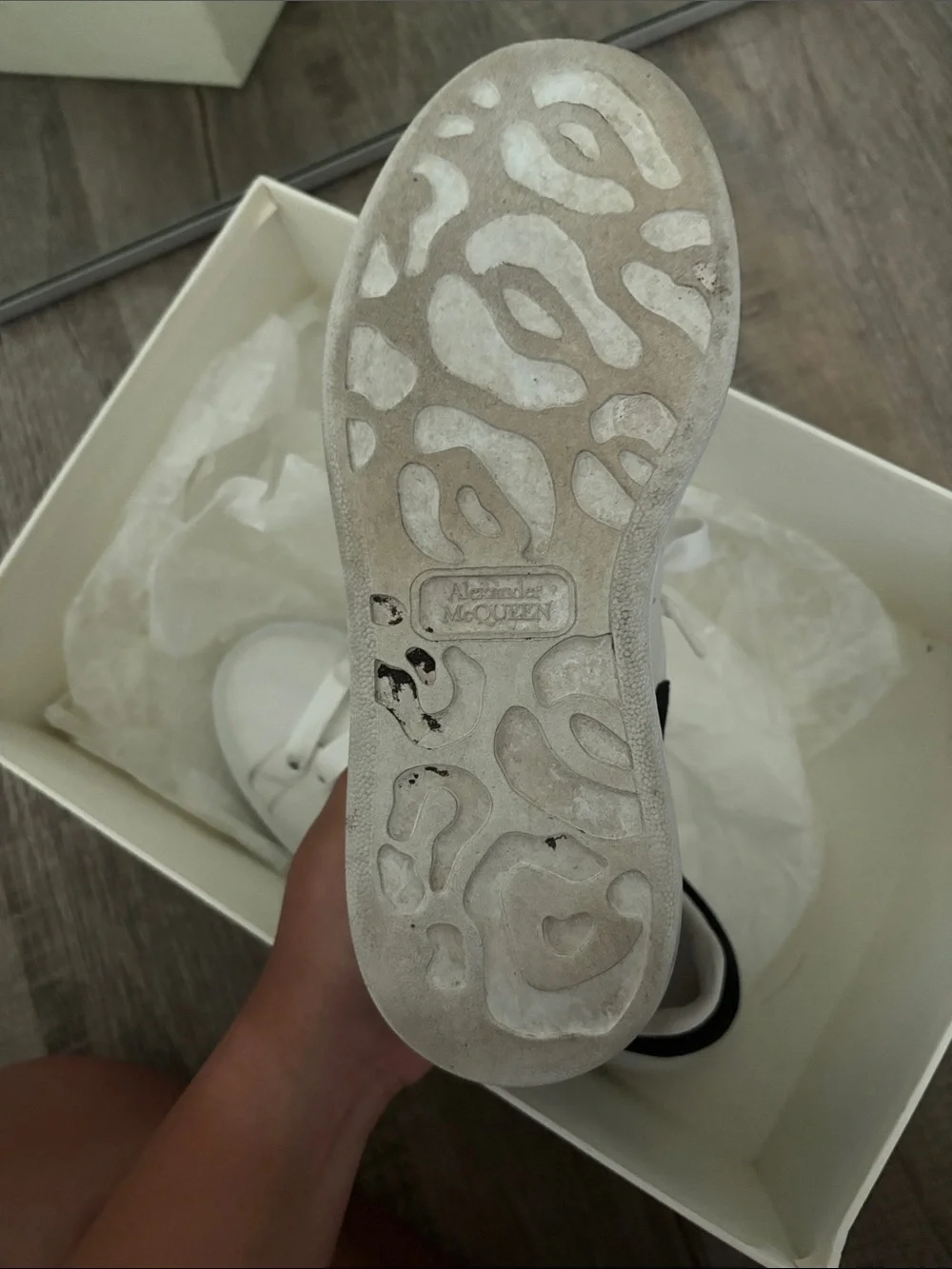 Alexander McQueen White Sneakers with Black Heel Tab